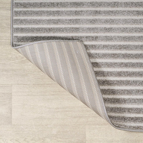 3x5, (SCN102D-3) JONATHAN Y Aarhus High-Low Striped Indoor/Outdoor Area Rug Gray/Ivory, Minimalist Geometric, Classic