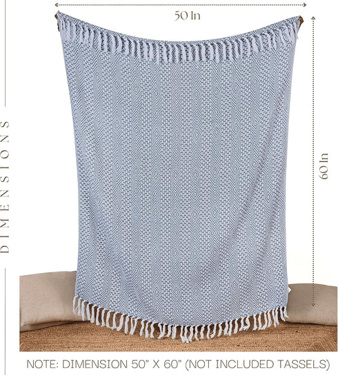 RAJRANG Dusty Blue Throw Blanket, Soft and Warm Living Room Decorative Throws - 60 x 50 Inch