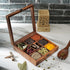 Ajuny Wooden Spice Box 8x8 Inch - Decorative Masala Dabba Organizer with