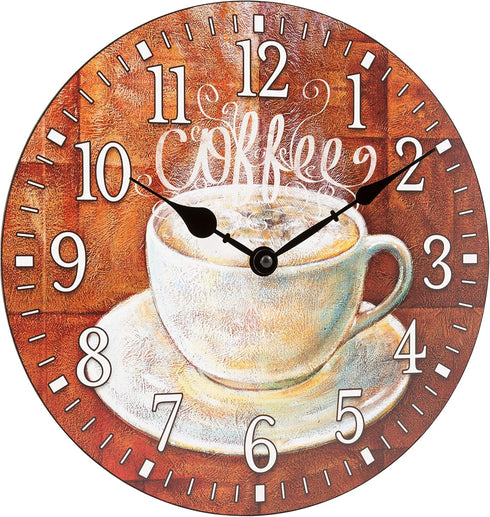 La Crosse Clock 404-2631C-INT, 12-Inch Round Coffee Decorative Quartz Analog Wall Clock