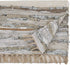 SARO LIFESTYLE Les Fêtes Collection Striped Leather Chindi Table Runner, 16" x 72", Silver