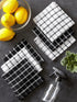 DII Basic Terry Collection Windowpane Dishcloth Set, Black, 12x12, 6 Piece