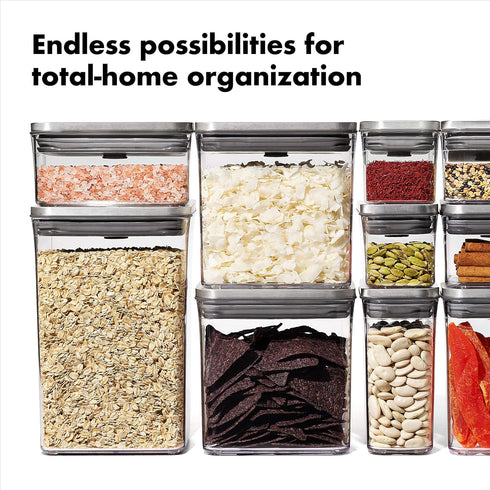 4.4 OXO Steel POP Container Big Medium Square - Qt for Flour, Sugar and More,Grey