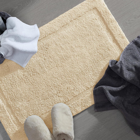 Jean Pierre New York Lydia Border 100% Cotton Bath Mat - Non-Slip Rug - Ivory - 20"x32"