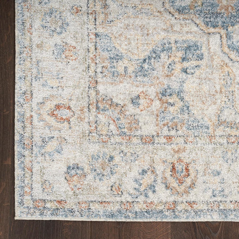 Nourison Astra Machine Washable Area Rug 2'2" x 4', Traditional Denim Multi, Easy Cleaning Non Shedding