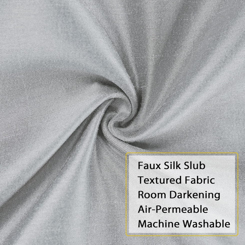 Uptown Silver Grey Valance for Window, Faux Silk Room Darkening Fabric for Small Kitchen