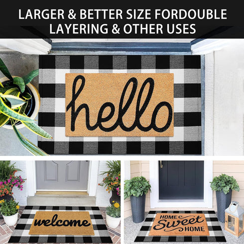 KOZYFLY Buffalo Plaid Area Rugs 27.5x43 Inches Black and White Checkered Rug, Washable Front Door Mat for Outdoor