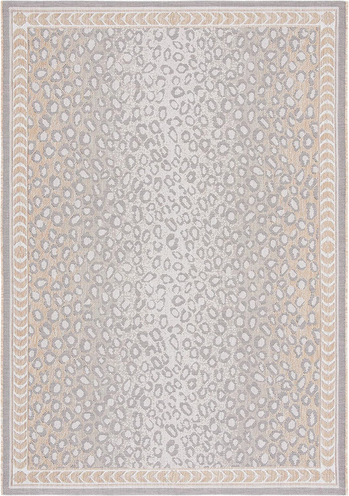 SAFAVIEH Courtyard Collection Accent Rug - 2' x 3'7", Beige & Gold, Leopard Print, Non-Shedding, Indoor/Outdoor