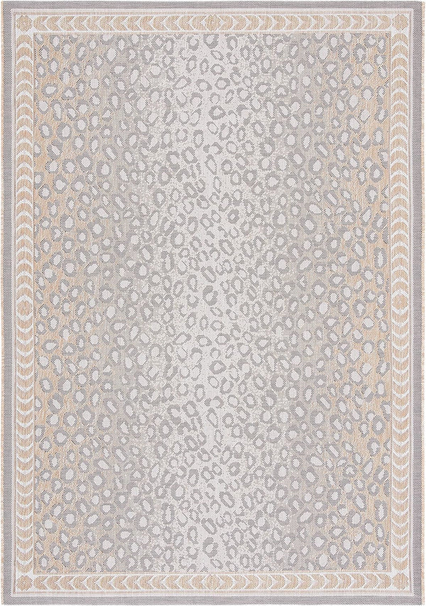SAFAVIEH Courtyard Collection Accent Rug - 2' x 3'7", Beige & Gold, Leopard Print, Non-Shedding, Indoor/Outdoor