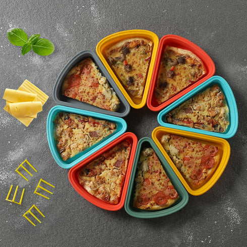 Reusable Silicone Pizza Slice Storage Container - Fits Single Slice up to 16”, 2 Sets (2 Red) with Air-tight Lids