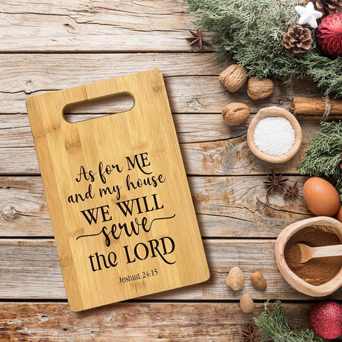 Christian Gifts For Women, As For Me And My House We Will Serve Christian Kitchen Bamboo Cutting Board Decor, Christian Religious Scripture Kitchen Cutting Boards Gifts For Women