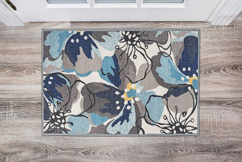Rugshop Modern Large Floral Non-Slip Area Rug, 20" X 30", Gray-Blue