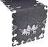 Embroidered Christmas Holiday Table Runner, Silver Reindeer & Scene on Dark Gray, Rectangle 16Wx33L