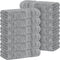 White Classic Light Grey Luxury Cotton Washcloths 12 Pc Set - Large