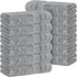 White Classic Light Grey Luxury Cotton Washcloths 12 Pc Set - Large