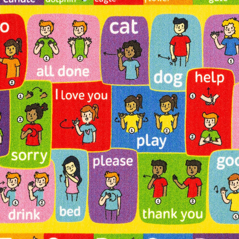 3x5 KC Cubs ABC Alphabet ASL Sign Language Rug Educational Non-Slip Carpet Play Mat for Kids, Toddlers, Nursery