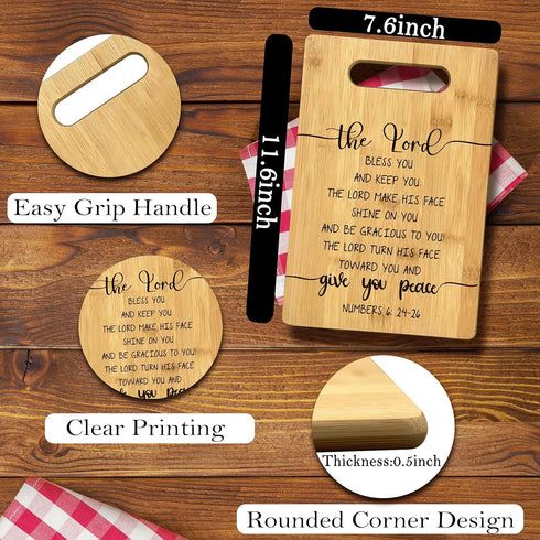 Christian Religious Gifts For Women, Bamboo Cutting Board Decor with The Lord Bless You And Keep You Scripture