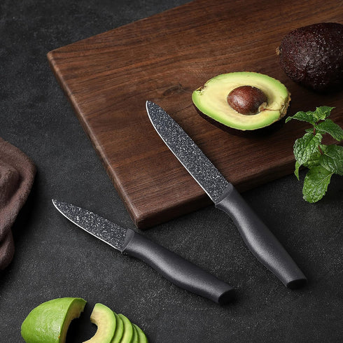Marco Almond Kitchen Knife Set, KYA39 12-Piece Chef Knife Set, 6 Knives with 6 Blade Guards, Stainless Steel