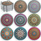 Mandala Drink Coasters with Holder - 8 Set Ceramic Boho Coaster for