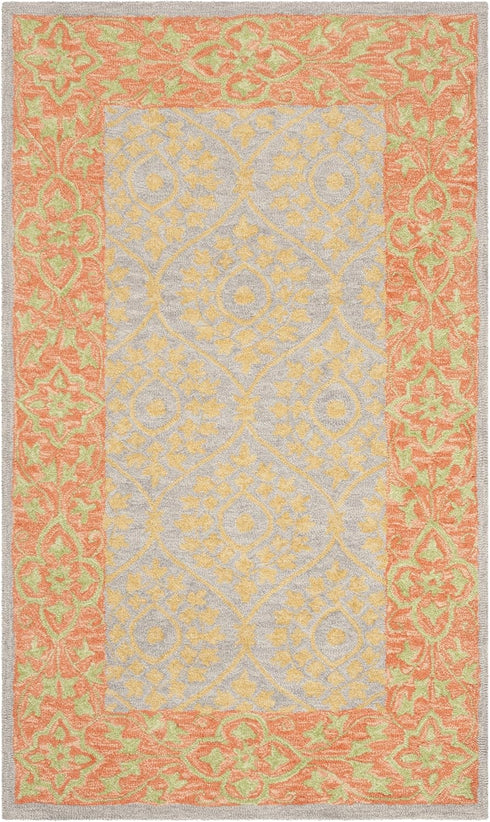 SAFAVIEH Suzani Collection Hand-Hooked Boho Premium Wool Accent Rug, 2' x 3', Orange / Silver SZN105A