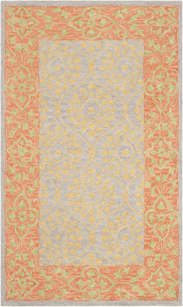 SAFAVIEH Suzani Collection Hand-Hooked Boho Premium Wool Accent Rug, 2' x 3', Orange / Silver SZN105A