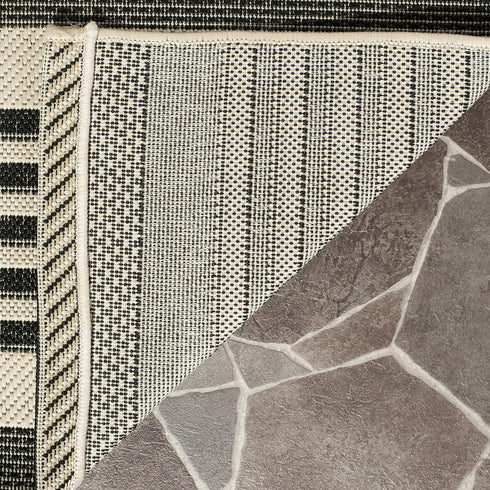 SAFAVIEH Courtyard Collection Accent Rug, 2' x 3'7", Black/Bone CY6062 Stripe, Indoor/Outdoor Rug