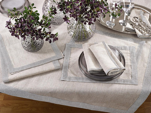 SARO LIFESTYLE Lily Collection Studded Design Table Runner - 16" x 54", Silver