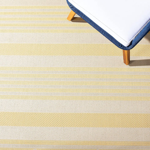 SAFAVIEH Courtyard Collection 2' x 3'7" Gold/Beige CY6062 Nautical Coastal Stripe Indoor/Outdoor Accent Rug