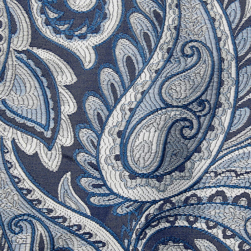 Madison Park Aubrey Faux Silk Paisley Jacquard Curtain - Rod Pocket for Living Room, 50 in x 18 in, Navy